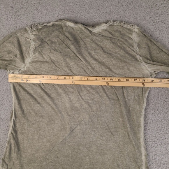 Ralph Lauren Blouse Women's Large Gray Button Shoulder Embroidery - Picture 13 of 16